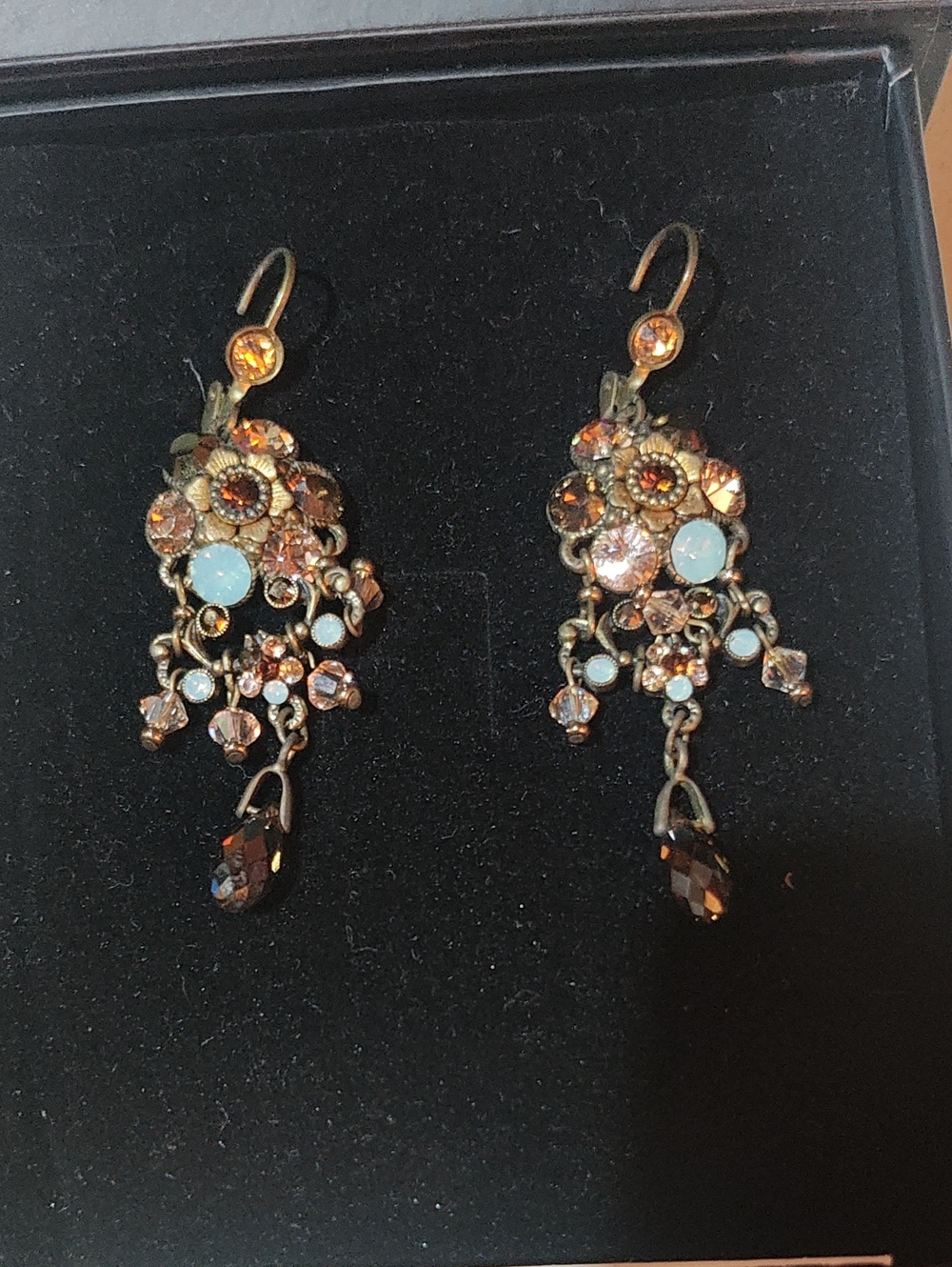 Michal Negrin Gold and Amber Crystal Drop Earrings - Women Jewelry